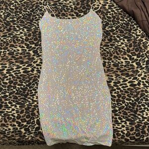 Dazzling Holographic Mini Dress